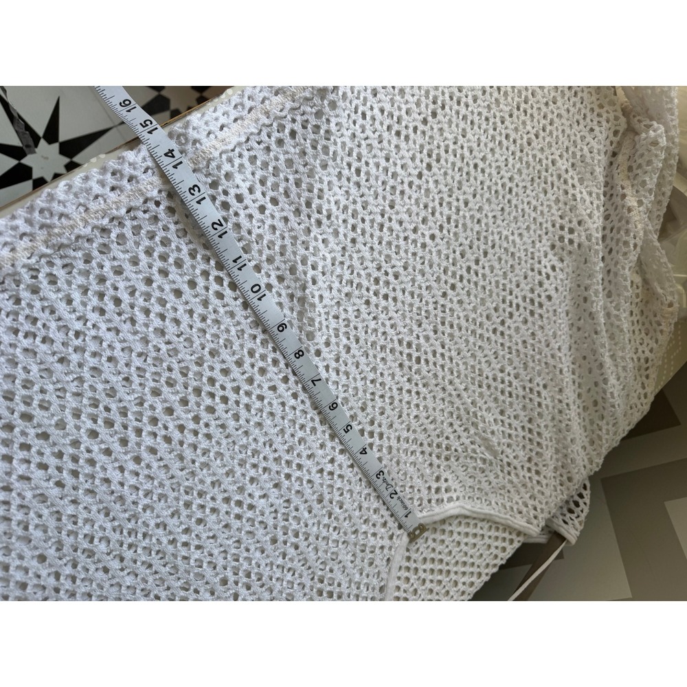 We The Free Free People Open Knit Sweater Oversized Crochet V-Neck White Size S - Picture 7 of 8